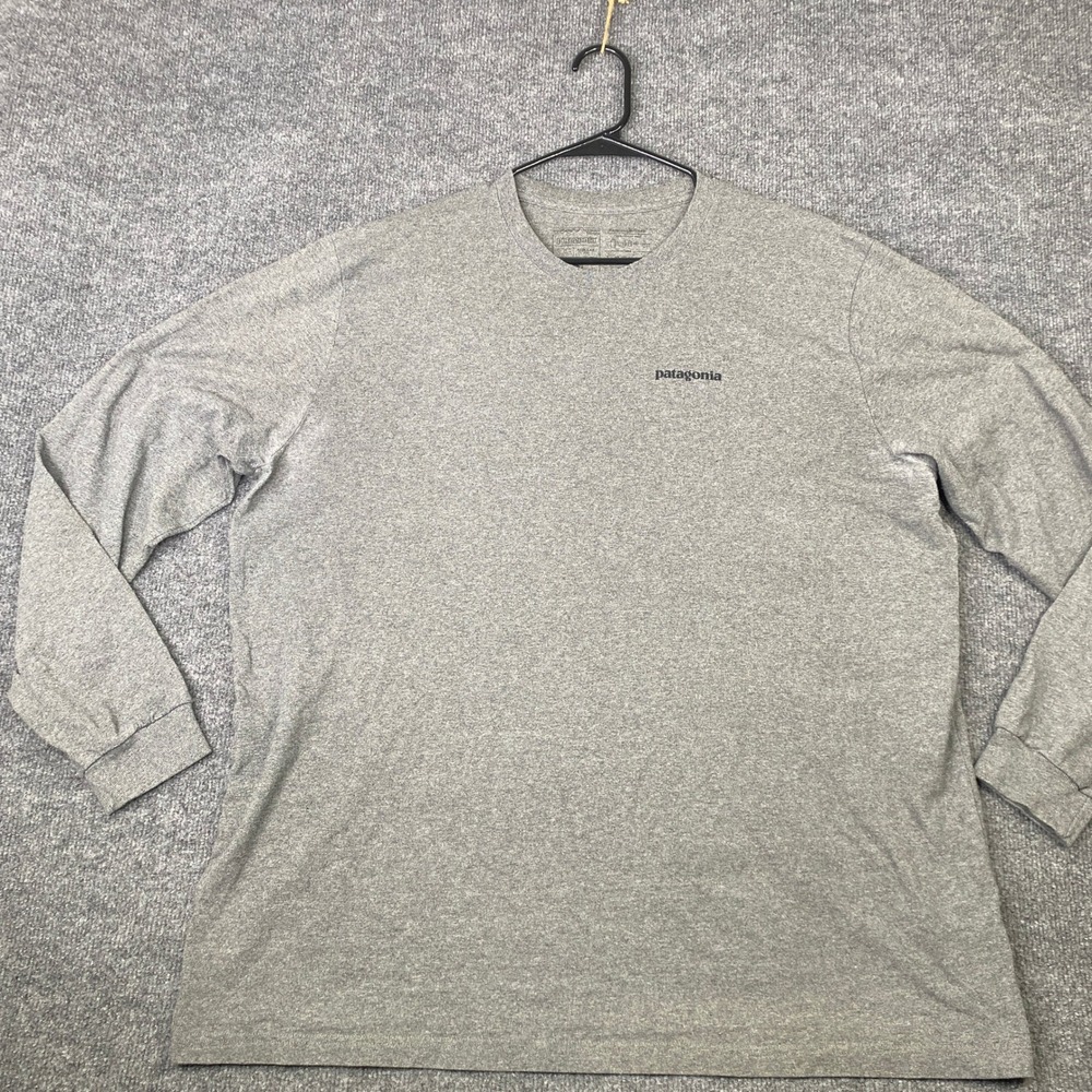Patagonia Mens XXL Long Sleeve Responsibili-Tee P-6 Logo Grey Crewneck Shirt